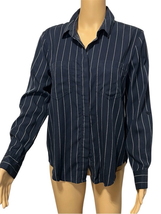 Velvet Heart Tops - Velvet Heart Navy and White Pinstripe Shirt 3/4 or Long Sleeve Size S